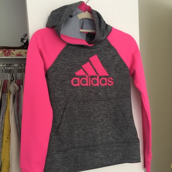 Adidas Hoodie Hot Pink Heather Grey 